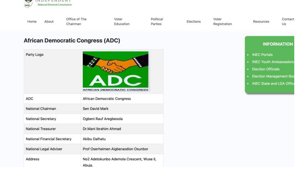 INEC restores David'Mark's led ADC